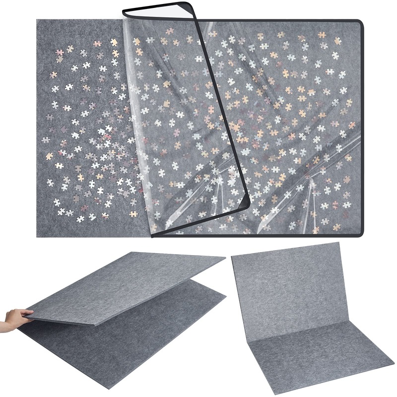Sratte Jigsaw Puzzle Board With Dustproof Cover, Foldaway Felt Puzzle Board Portable Puzzle Mat, Foldable Puzzle Pad Puzzle Storage Board, Non Slip Surface (45.7 X 30.7 Inch)