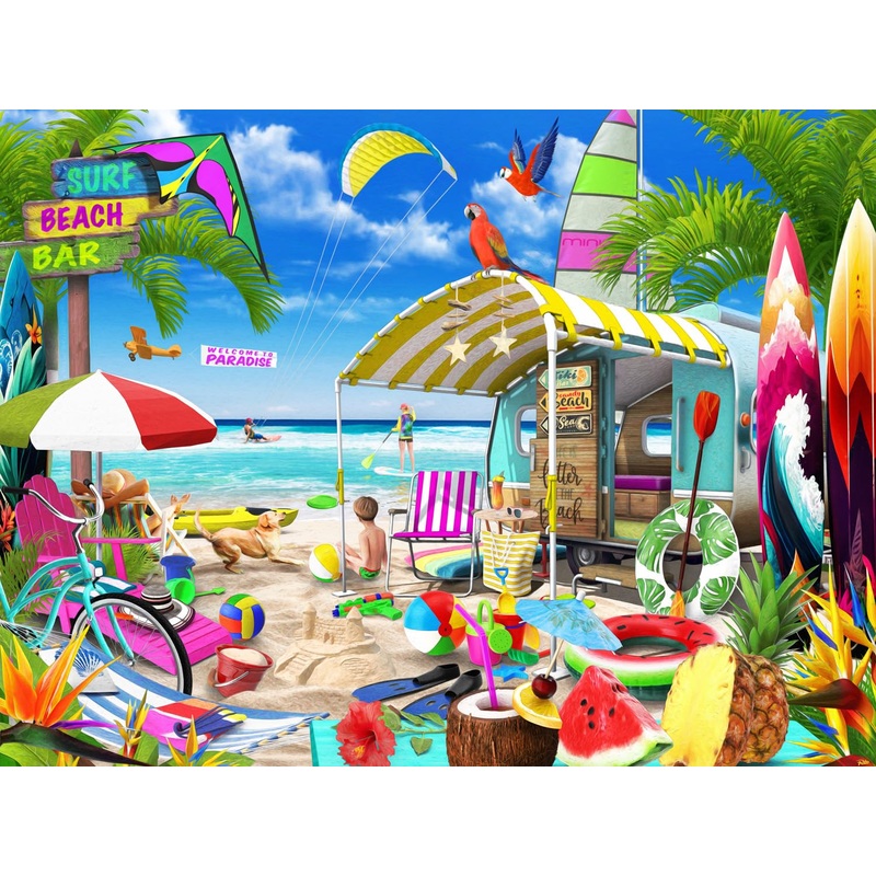 Vermont Christmas Company Beach Getaway Jigsaw Puzzle 550 Piece - Fully Interlocking And Randomly Shaped Pieces - 24' X 18'