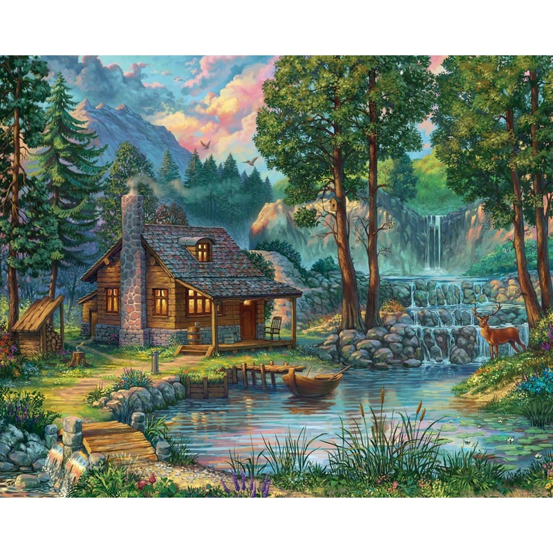 Vermont Christmas Company House By The Lake Jigsaw Puzzle 1000 Piece