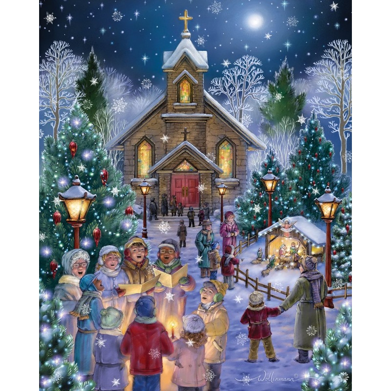 Vermont Christmas Company Midnight Mass Jigsaw Puzzle 1000 Piece 30'X24' - Puzzle For Adults - Fully Interlocking Pieces - Unique, Randomly Shaped Pieces
