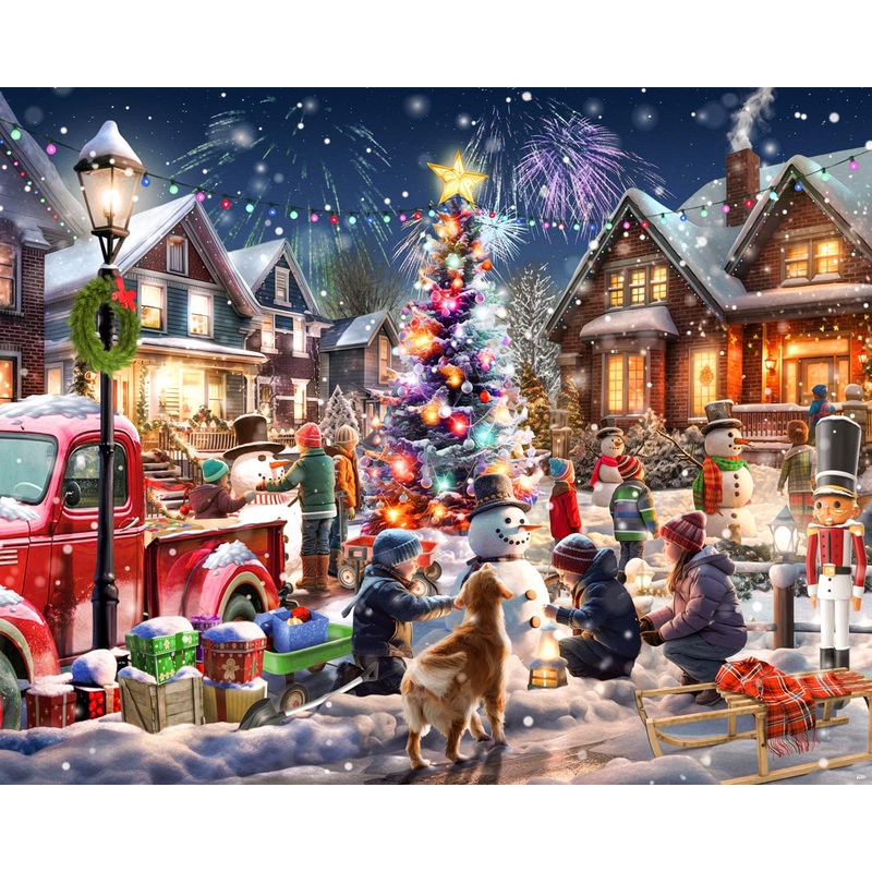 Vermont Christmas Company Snowman Contest Jigsaw Puzzle 1000 Piece - Large Piece Christmas Puzzle - Interlocking & Randomly Shaped Pieces - 30' X 24'