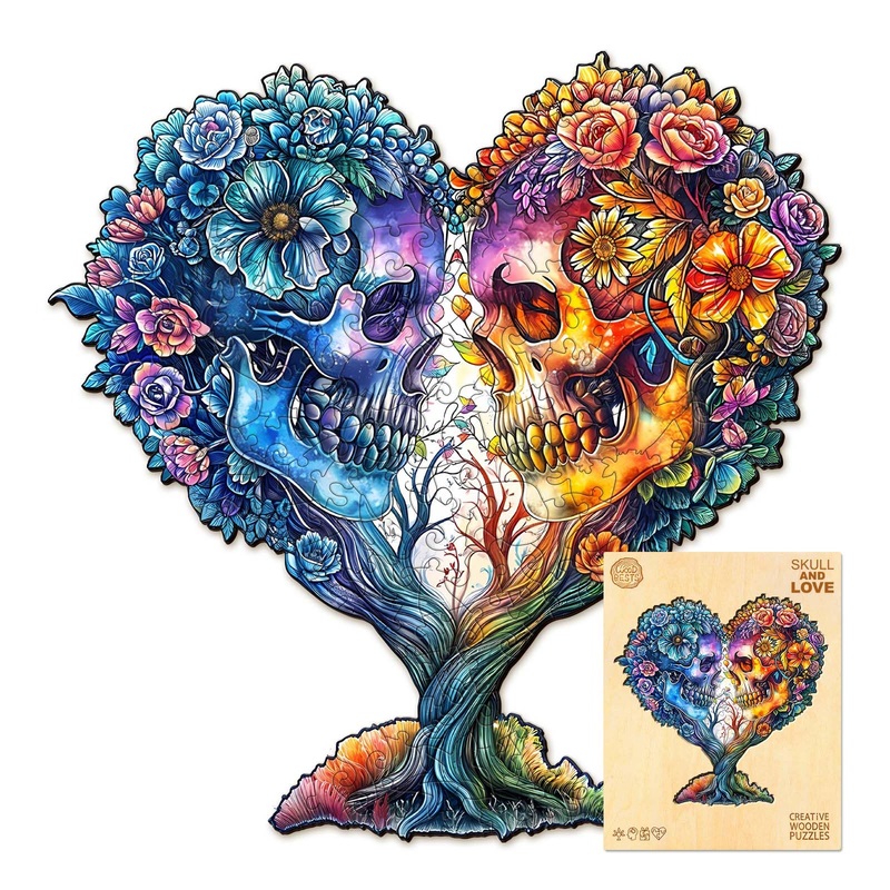 Wooden Puzzles For Adults, 180 Pieces Skull Puzzles For Adults, Unique Tree Puzzle Gifts For Puzzle Lover, Wooden Jigsaw Puzzle (M-11.4 * 11.3In)