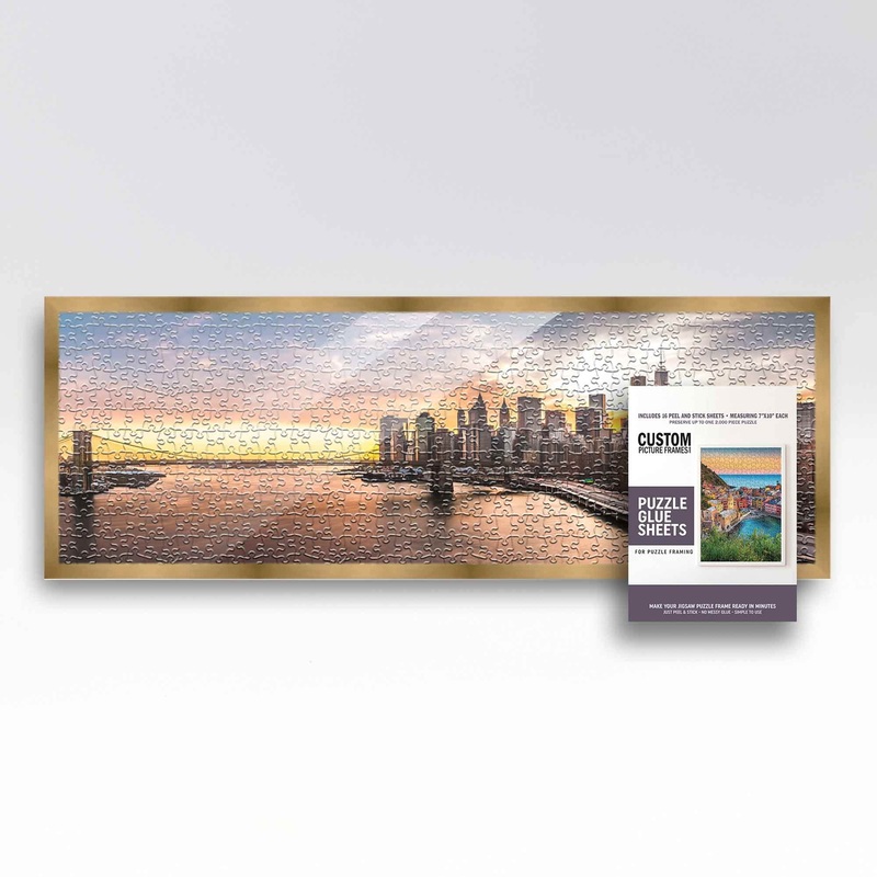 13X39 Puzzle Frame Kit With Glue Sheets | Bronze Modern Picture Frame | Real Wood With Uv Resistant Acrylic Front | Made To Pres