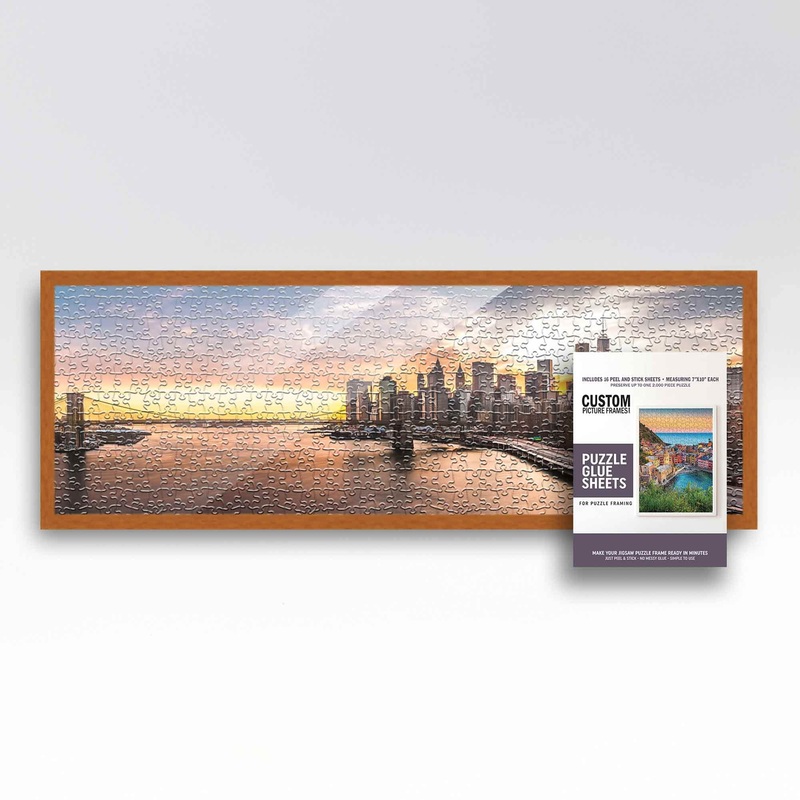 13X39 Puzzle Frame Kit With Glue Sheets | Light Brown Traditional Picture Frame | Real Wood With Uv Resistant Acrylic Front | Ma