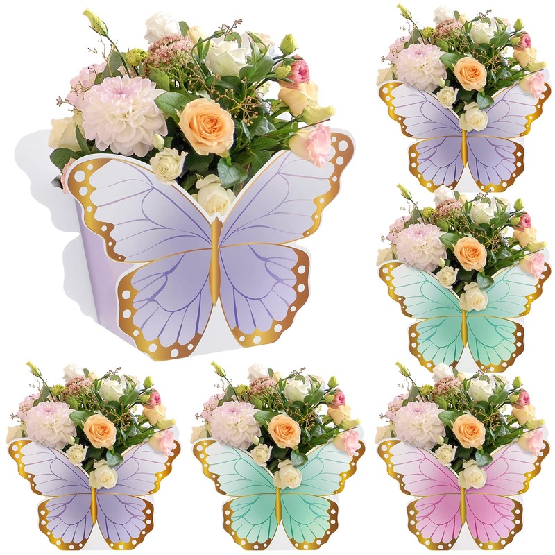 Fuutreo 6 Pcs Butterfly Centerpieces For Baby Shower Birthday Tea Party Favors D  Cor, Butterfly Decorations For Tables, Butterf