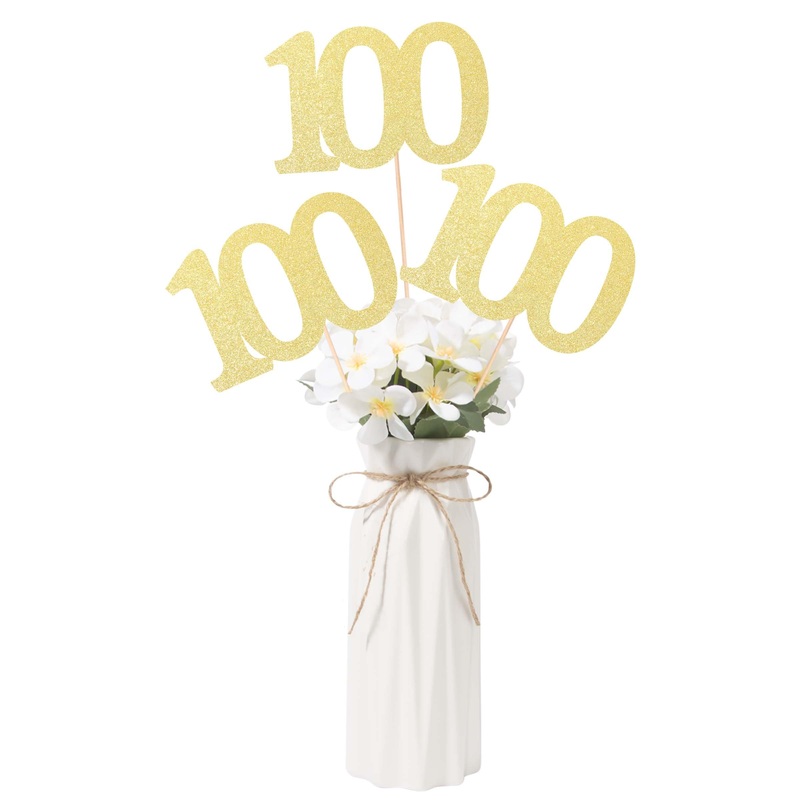 Gexolenu No 100, 10 Pack Double-Sided Gold Glitter 100Th Birthday Centerpieces For Tables, Number 100 Birthday Table Toppers Par