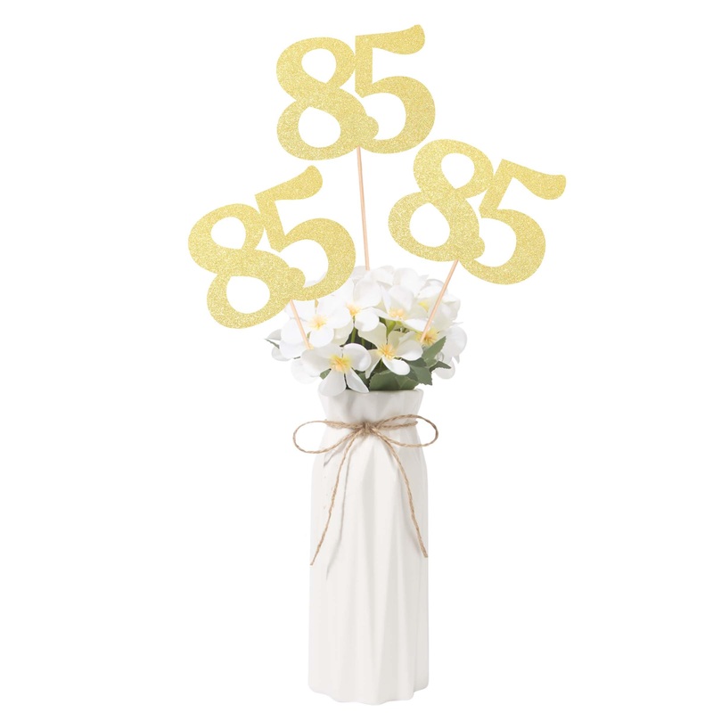 Gexolenu No 85, 10 Pack Double-Sided Gold Glitter 85Th Birthday Centerpieces For Tables, Number 85 Birthday Table Toppers Party