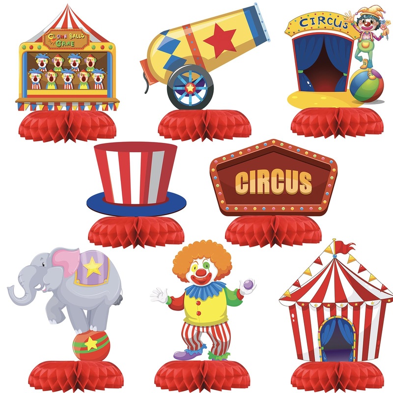 Hapibidesign Carnival Circus Party Decorations - Honeycomb Centerpieces For Circus Birthday Decor - Carnival Circus Table Decora