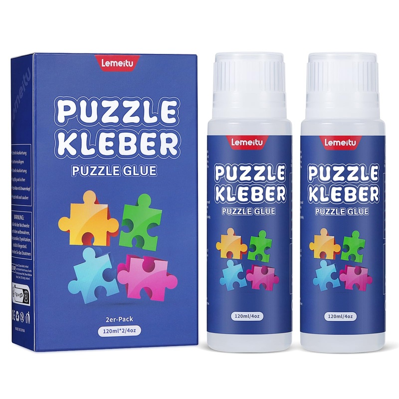 Lemeitu Jigsaw Puzzle Glue For 1000/1500/3000 Pieces Puzzles, Non-Toxic Pva Glue, Adhesive Glue, Quick Dry,120Ml,2 Pack