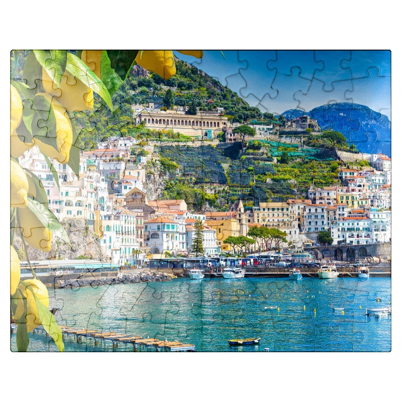 Mypuzzle Panoramic View Of Beautiful Amalfi On Hills Leading Down To The Coast, Campania, Italy - Premium 100 Piece Jigsaw Puzzl
