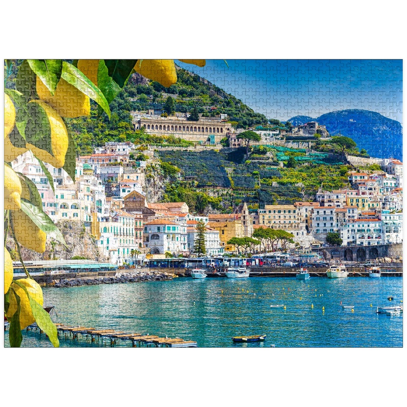 Mypuzzle Panoramic View Of Beautiful Amalfi On Hills Leading Down To The Coast, Campania, Italy - Premium 1000 Piece Jigsaw Puzz