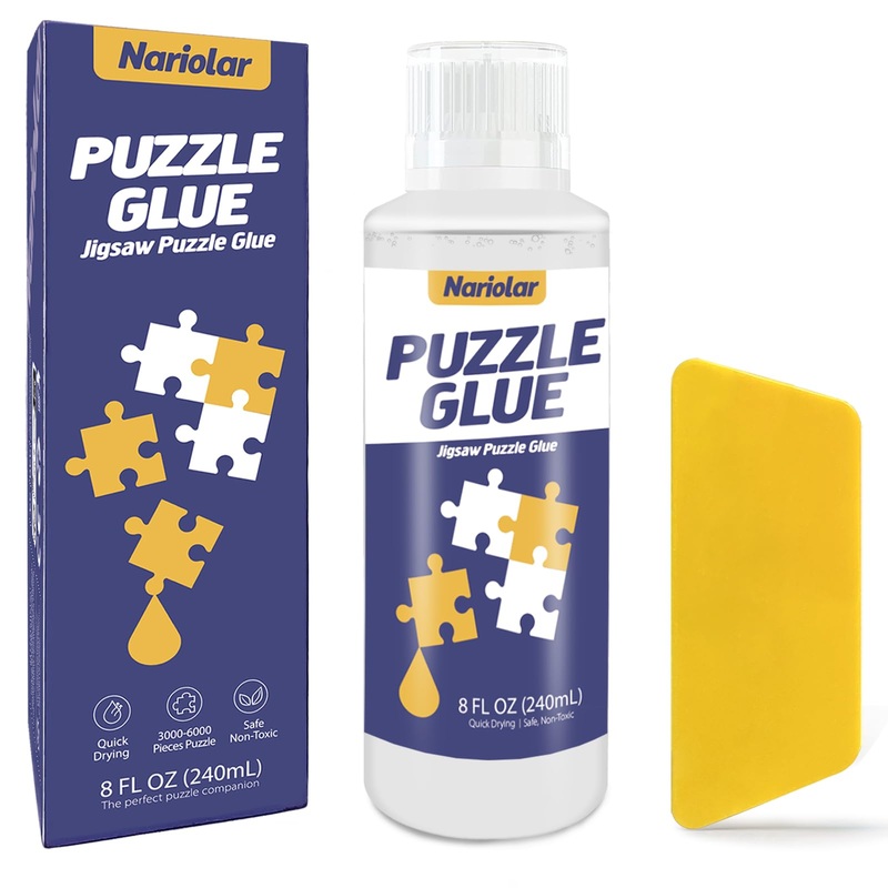 Nariolar Puzzle Glue Clear 8 Oz (240Ml) With Applicator, Jigsaw Puzzle Glue For 1000/3000/6000 Pieces, Framing Puzzles, Quick Dr