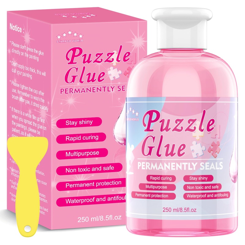 Startso World Jigsaw Puzzle Glue With Applicator For Adults And Children Clear Water-Soluble Special Craft Puzzle Glue, Non-Toxi