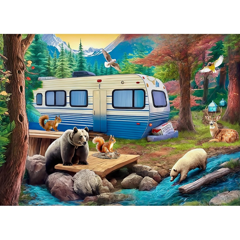 500 Piece Puzzles For Adults - Difficult Jigsaw Puzzles For Adults Challenging - Forest Bear Adventure