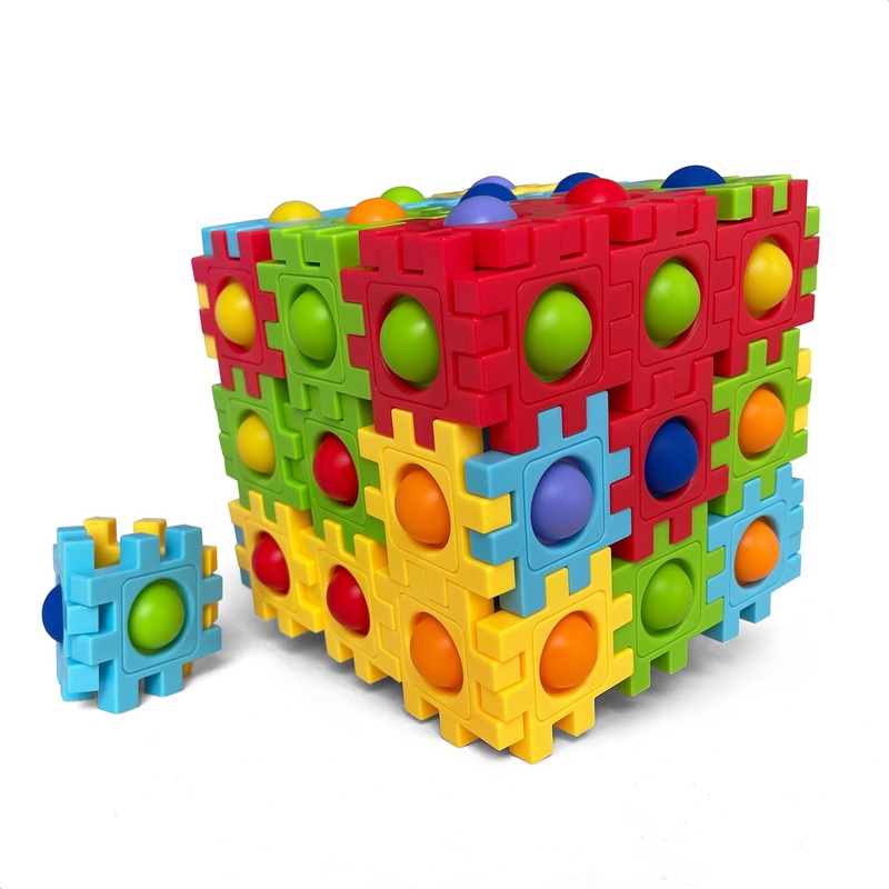 Anlabay Two-In-One Pop Blocks Pop Puzzle 48Pcs, Jigsaw Puzzles, Stem Toys For 4 5 6 7 8 Year Old Kids, Bubble Popping Sensory To