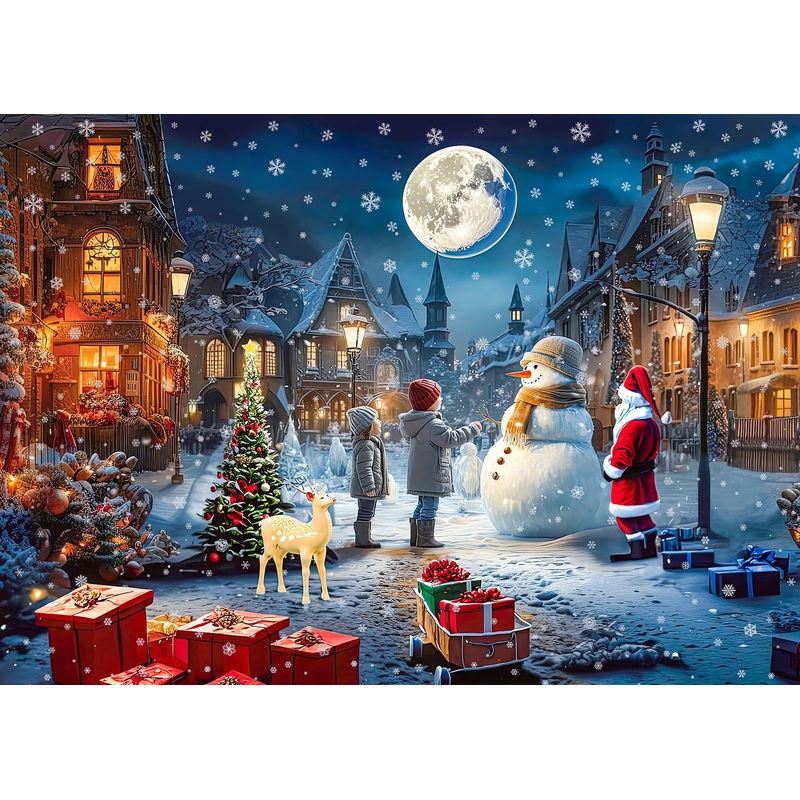 Christmas Puzzles 1000 Pieces, Christmas Eve Christmas Puzzle, Snowy Night Christmas Puzzles, Christmas Puzzles For Adults 1000