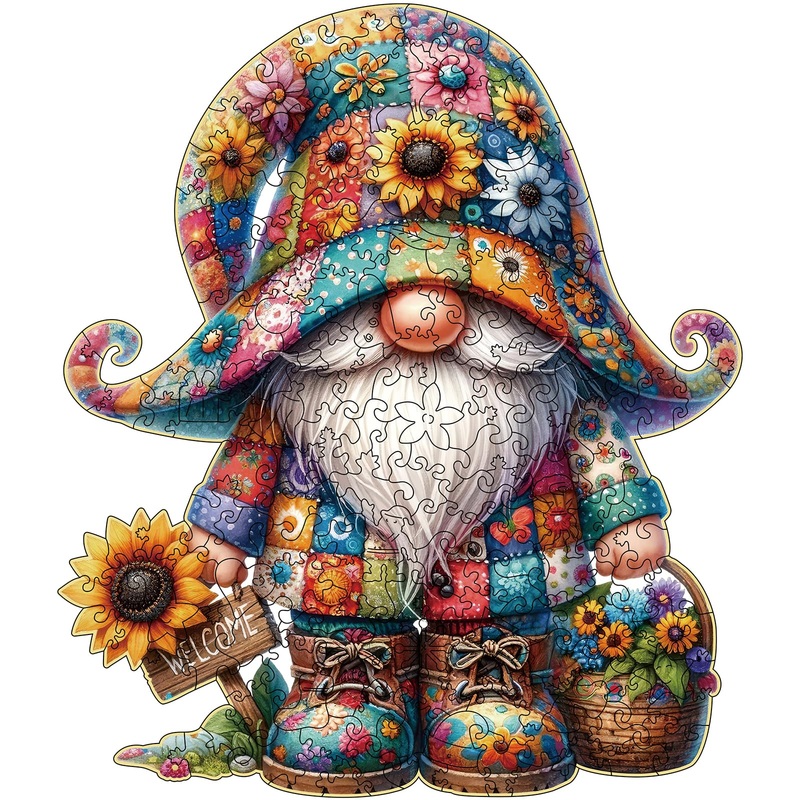 Hlison Wooden Jigsaw Puzzles, Gnome Wooden Puzzles For Adults With Unique Shape, Medium 10.3''X11.8'' Wooden Puzzles With Exquis