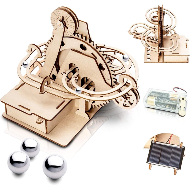Marble Run 3D Wooden Puzzle For Adults And Teens,Diy Model Kit,Educational Jigsaw Puzzles Building Toys, Stem Projects Science Experiments Runs On Solar, Gift For Women/Kids Ages 8-10-12-14