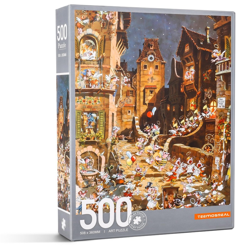 Puzzles For Adults 500 Pieces - Town Night - Challenging & Fun For All Ages, Vibrant Colors, Snap Perfectly, Great For Stress Re