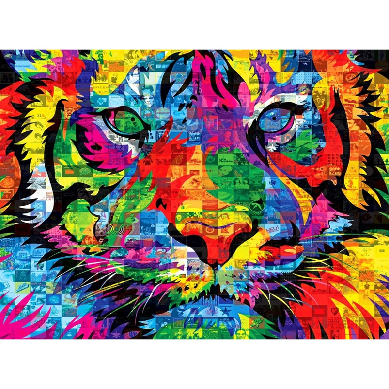 Roseart - Kodak Premium Mosaics - Rainbow Tiger - 750 Piece Jigsaw Puzzle For Adults