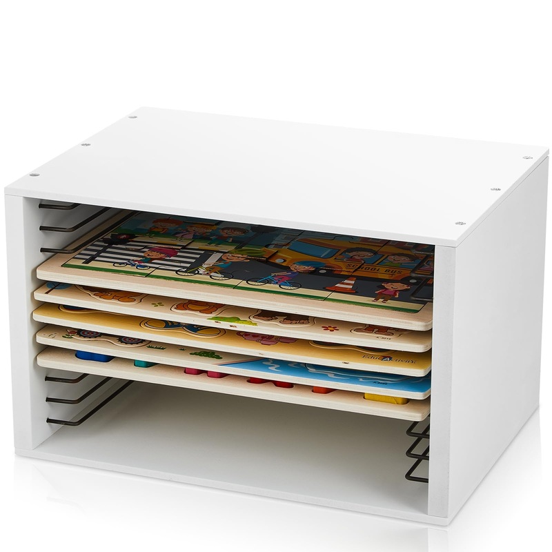 Sintuff Puzzle Holder Rack Wooden Jigsaw Puzzle Rack Organizer Layered Puzzle Storage Box Puzzle Stand Puzzle Shelf Puzzle Stora