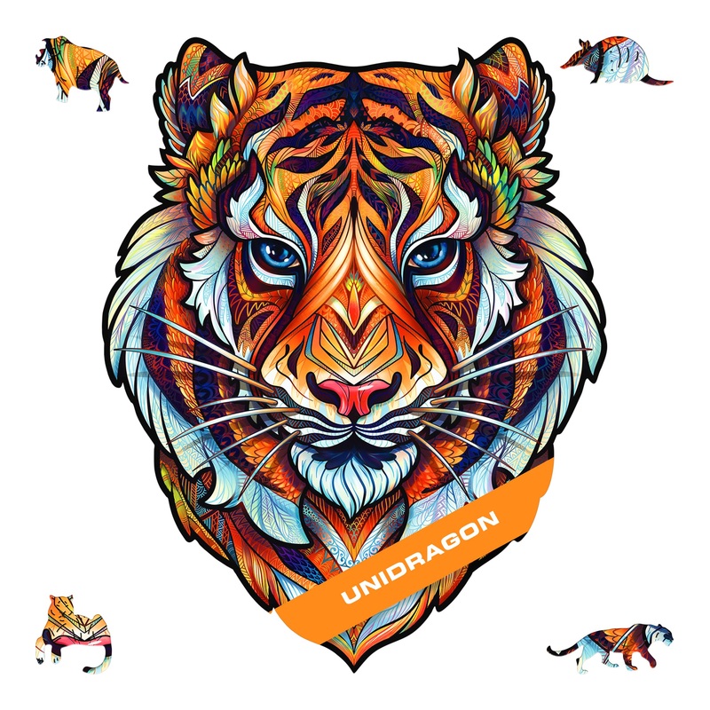 Unidragon Original Wooden Jigsaw Puzzles - Lovely Tiger, 181 Pieces, Medium Size 9.8''X12.3'', Beautiful Gift Package, Unique Sh