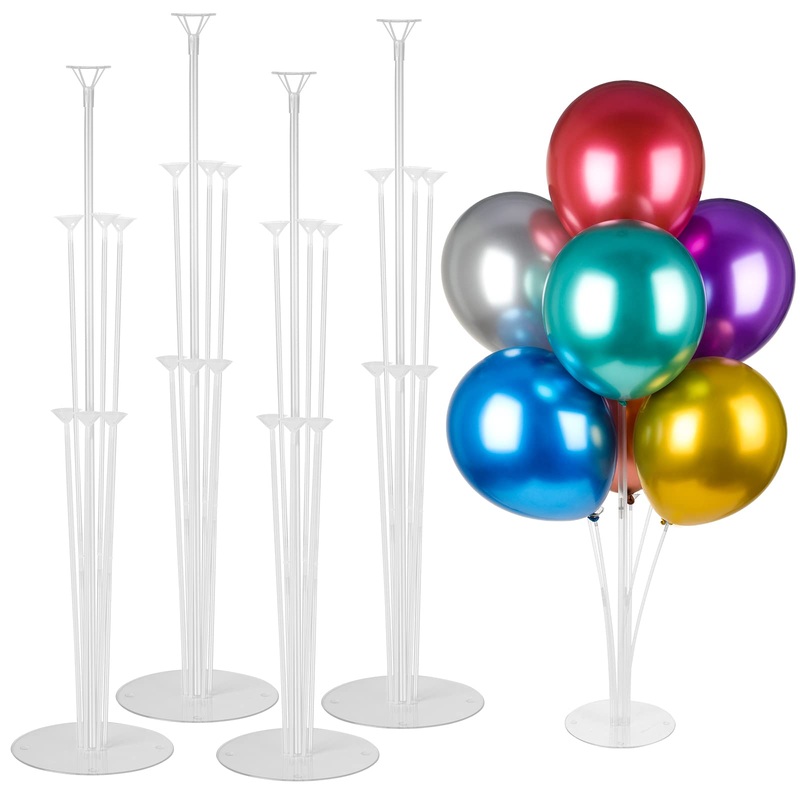 Voircoloria 4 Sets Balloon Stand Kits, Balloon Sticks Holder With Base For Table Graduation Birthday Baby Shower Gender Reveal P