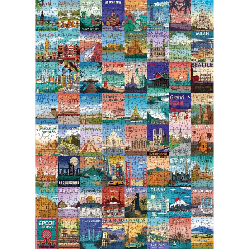 World Landmarks Travel Puzzle 1000 Pieces For Adult, Landscape Scene Jigsaw Puzzle Of World Most Visited Tourist Attractions, Tr