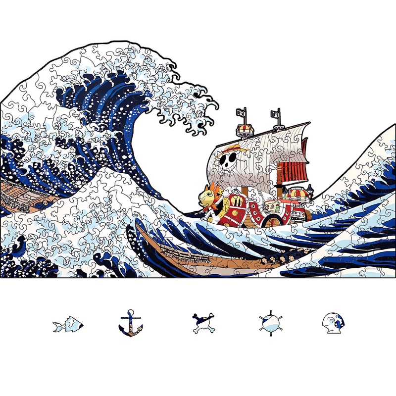 Yjacuing Anime Wooden Jigsaw Puzzles For Adults, 200 Piece Unique Shaped Premium 5Mm Wood Puzzles Family Game (Thousand Sunny, M